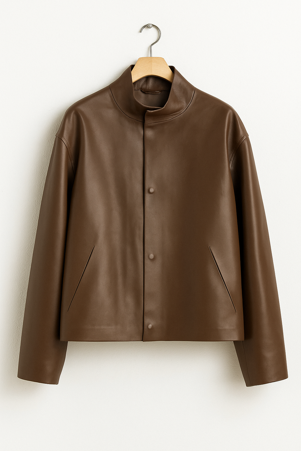 Luxe  Leather Stand-Collar Jacket
